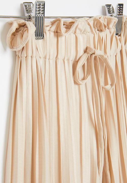 Pop Candy - Drawstring wide leg pants - beige