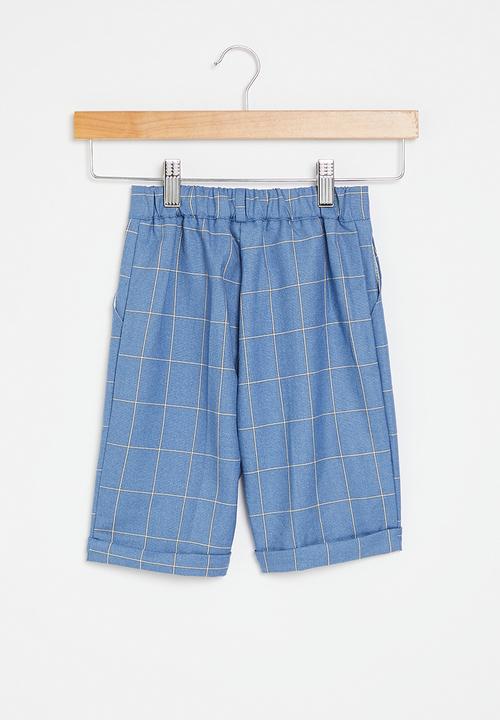 Pop Candy - Plaid shorts - blue