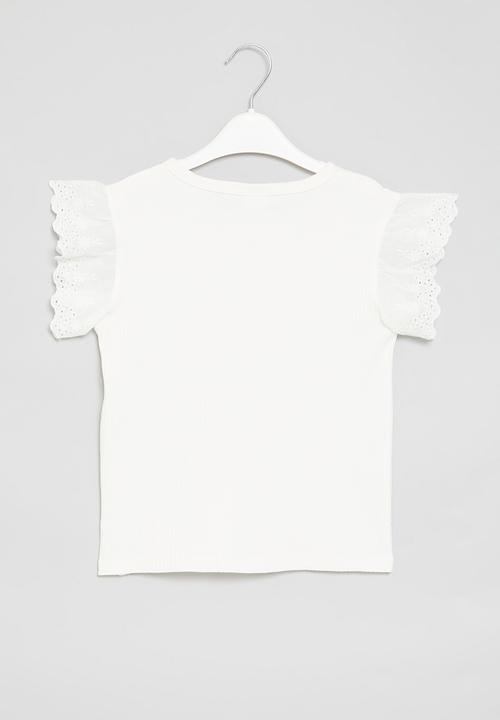 Pop Candy - Anglaise sleeve top - white