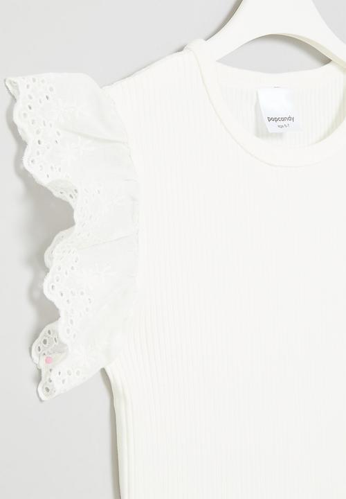 Pop Candy - Anglaise sleeve top - white