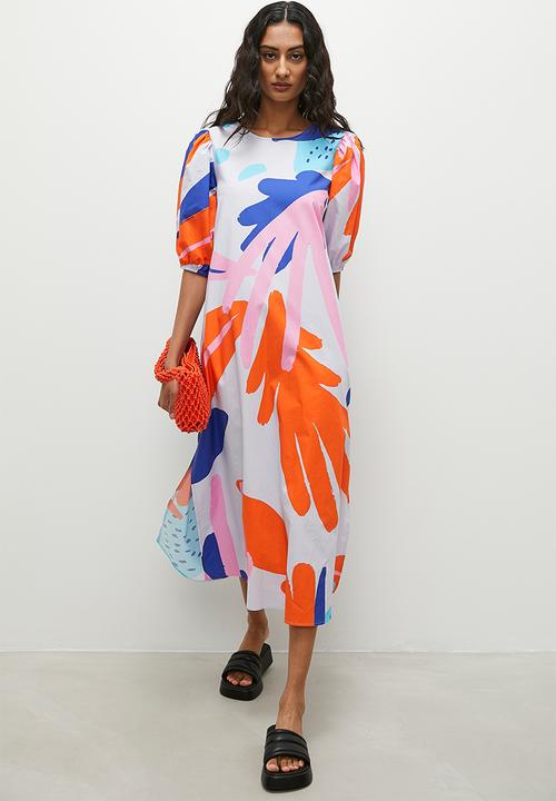 Superbalist - puff sleeve coloumn midi dress - floral
