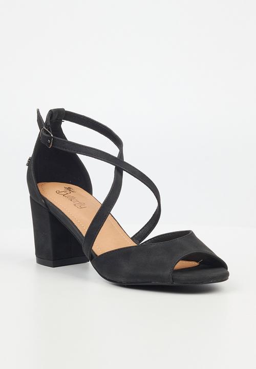 Butterfly Feet - Heather1 blockheel sandal - black