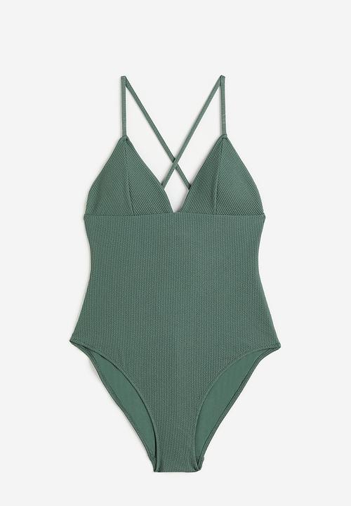 H&M - Padded-cup swimsuit - khaki green