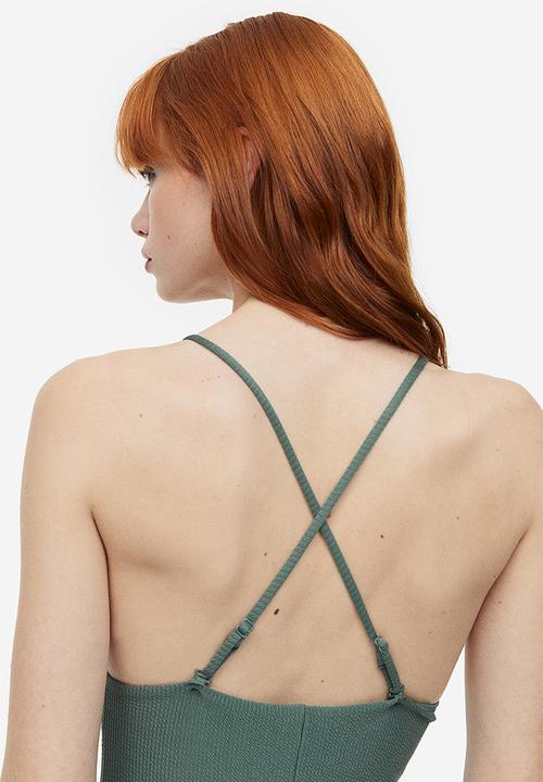 H&M - Padded-cup swimsuit - khaki green