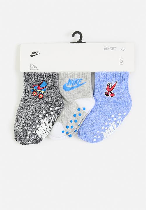 Nike - Nike "n" is for nike infant/toddler ankle socks 3-pack - black