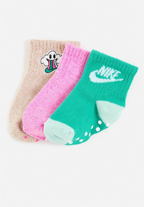 Nike - Nike "n" is for nike infant/toddler ankle socks 3-pack - light-pink