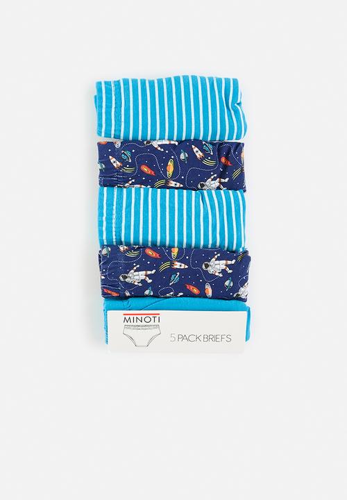 MINOTI - Boys multi space 5 pack underpants - blue & navy