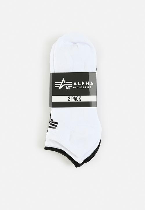Alpha Industries - AI Logo ankle socks 2 pack - black & white