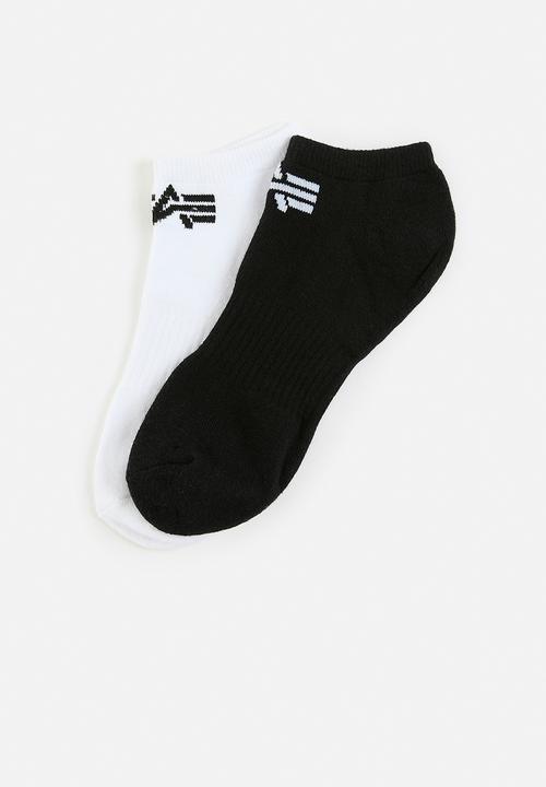 Alpha Industries - AI Logo ankle socks 2 pack - black & white