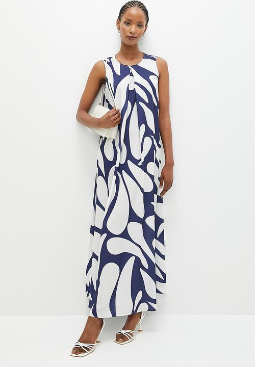 edit - Sleeveless trapeze maxi dress - tear drop navy