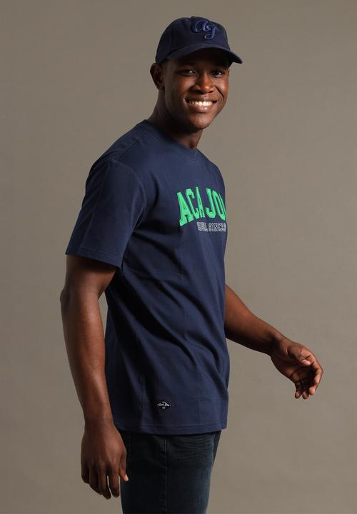 Aca Joe - Mens aca joe applique & embroidery crew tee short sleeve - dress blue