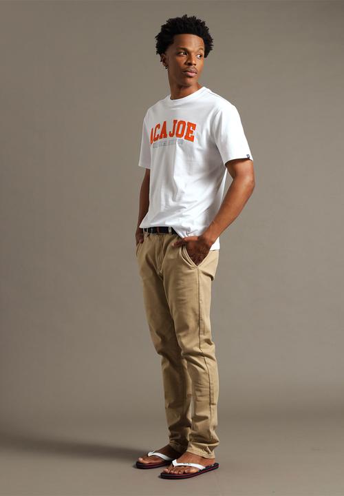 Aca Joe - Mens aca joe applique crew tee short sleeve - white