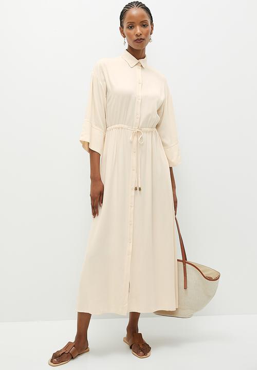 edit - Soft waisted shirt dress - cream