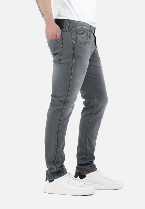 Replay - ANBASS 11 oz black power stretch denim - dark grey