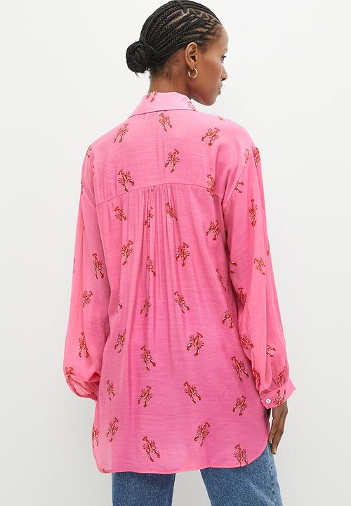 Me&B - Sheer bellow sleeve shirt - pink