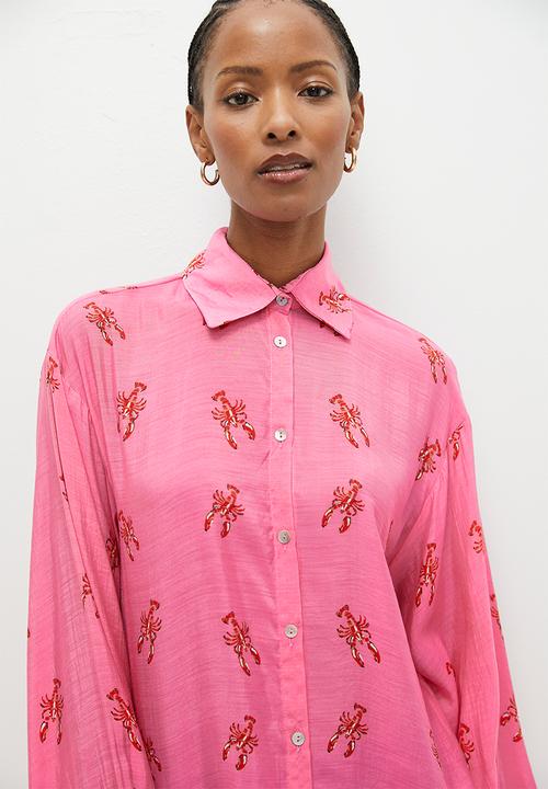 Me&B - Sheer bellow sleeve shirt - pink