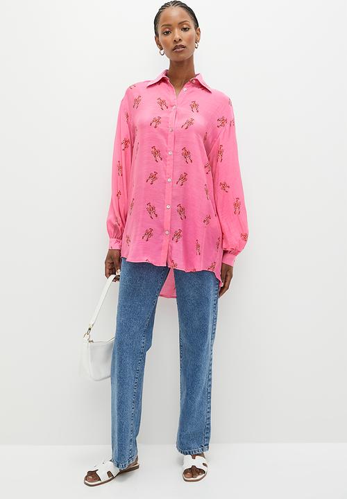 Me&B - Sheer bellow sleeve shirt - pink