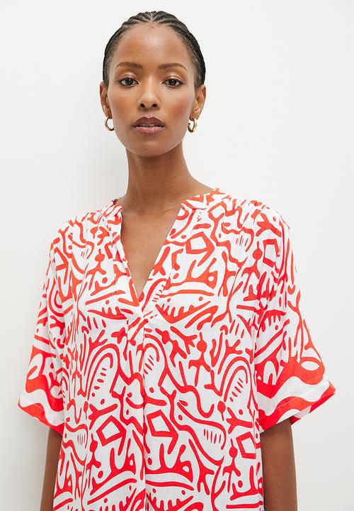 Me&B - The tunic dress with button detail - aztec border