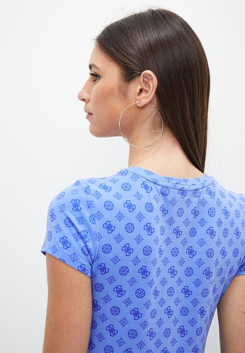 GUESS - Short sleeve cn peony aop tee - blue