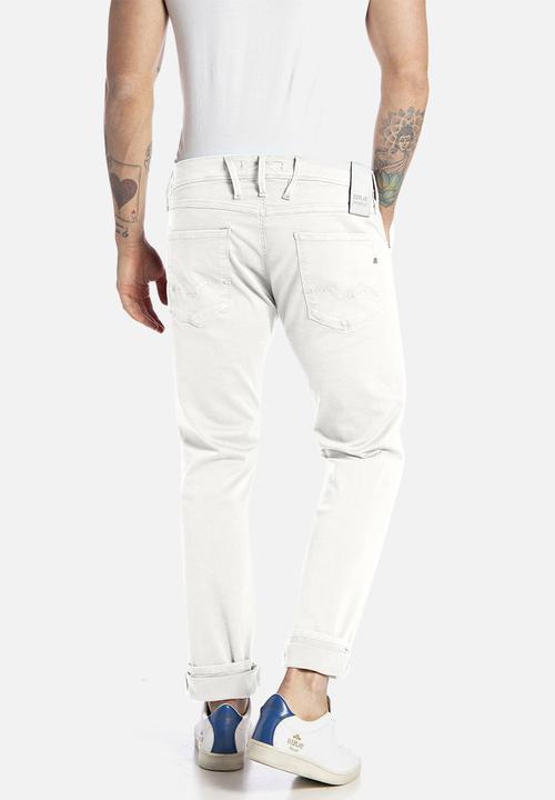 Replay - 10.5 OZ bull hyperflex stretch denim slim - white