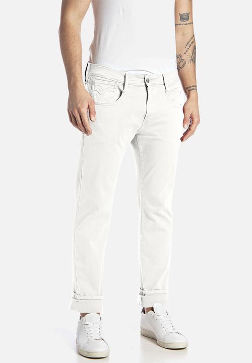 Replay - 10.5 OZ bull hyperflex stretch denim slim - white