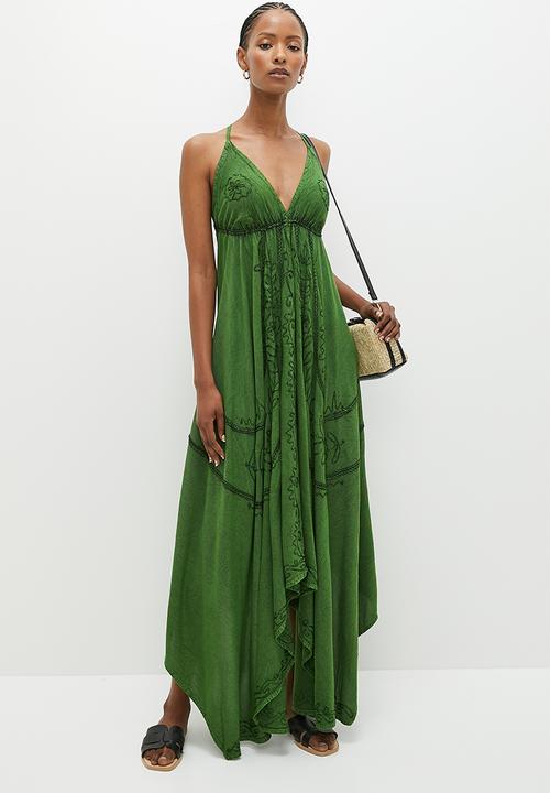 Stella Morgan - Embroidered halterneck maxi dress - green