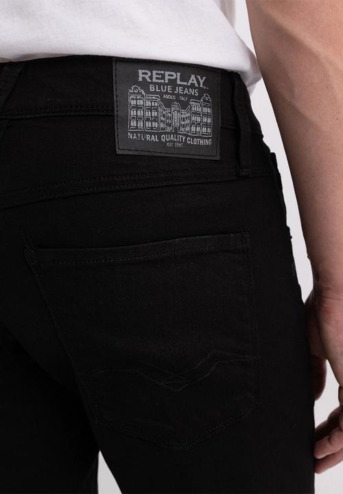 Replay - 11.5 OZ black modal power stretch denim super slim - black