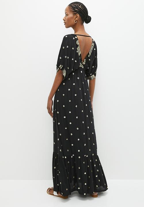 Stella Morgan - Gold lurex dotted maxi dress - black