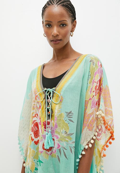 Stella Morgan - Floral printed kaftan blouse - blue