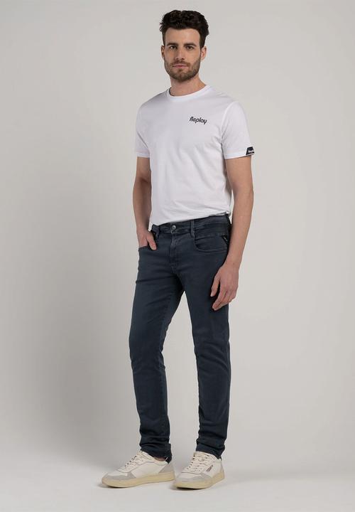 Replay - 10.5 OZ bull hyperflex stretch denim slim - blue delavè 