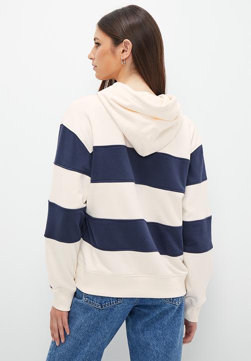 Tommy Hilfiger - Nyc stripe hoodie - white & navy 