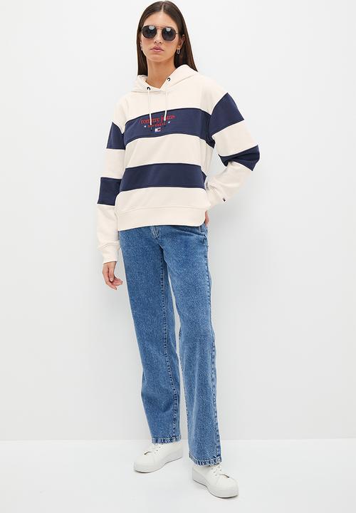 Tommy Hilfiger - Nyc stripe hoodie - white & navy 