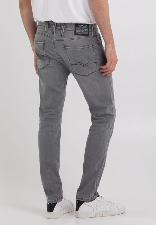 Replay - 10 OZ black power stretch denim slim - medium grey