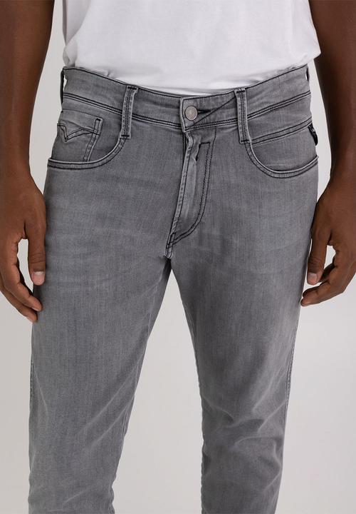 Replay - 10 OZ black power stretch denim slim - medium grey