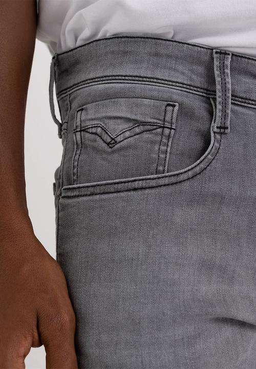 Replay - 10 OZ black power stretch denim slim - medium grey