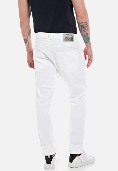 Replay - 9.5 OZ Stretch bull denim slim-tapered - white