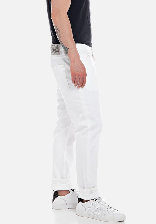 Replay - 9.5 OZ Stretch bull denim slim-tapered - white