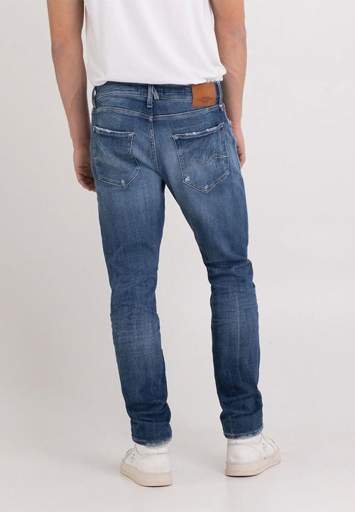 Replay - 12 OZ deep blue power stretch denim slim tapered - medium blue