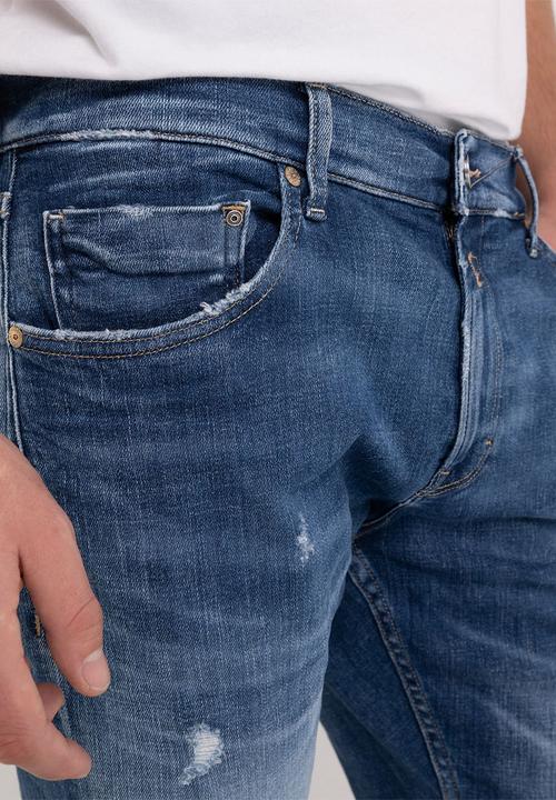 Replay - 12 OZ deep blue power stretch denim slim tapered - medium blue