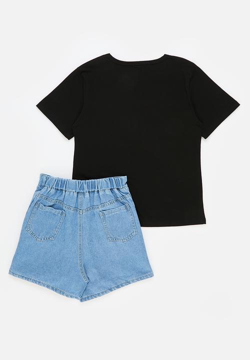 Pop Candy - Skort  and tee set - blue & black