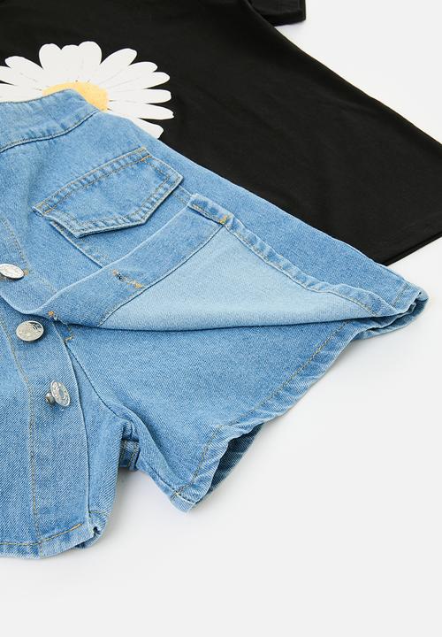 Pop Candy - Skort  and tee set - blue & black