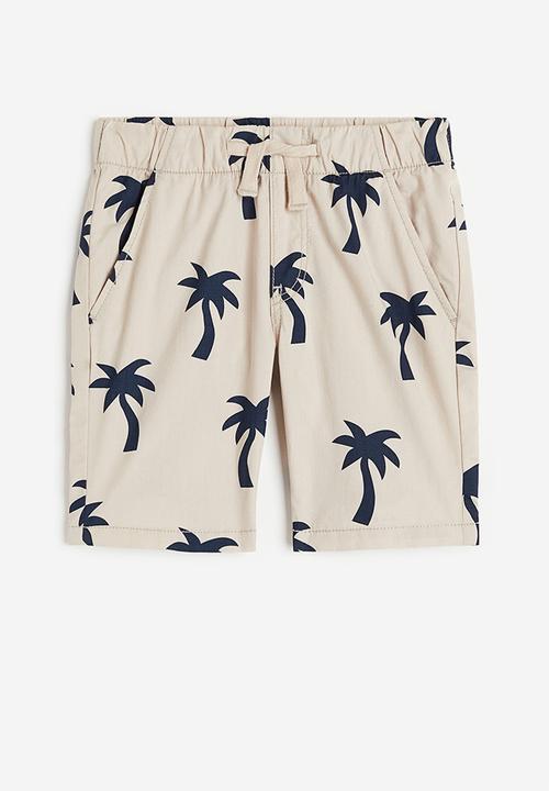 H&M - Cotton shorts - light beige palm trees