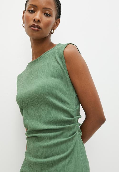 edit - Ruched waist midi dress - green
