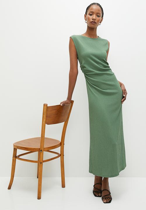 edit - Ruched waist midi dress - green