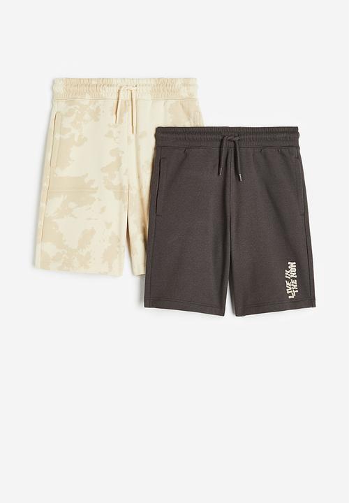 H&M - 2 Pack pull-on shorts - light beige & dark grey