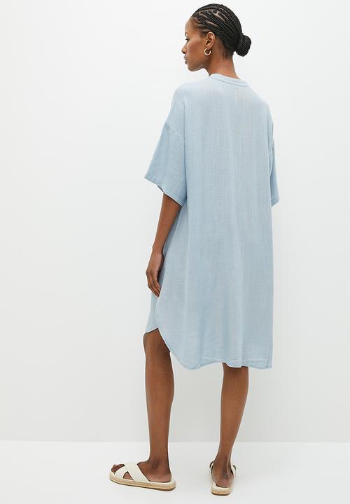 Vero Moda - Line 2/4 linen mix tunic - blue fog