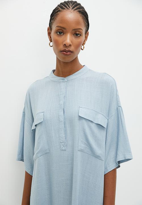 Vero Moda - Line 2/4 linen mix tunic - blue fog
