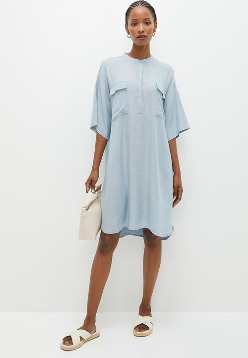 Vero Moda - Line 2/4 linen mix tunic - blue fog