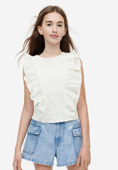 H&M - Flounce-trimmed vest top - white