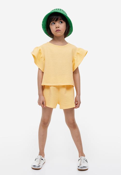 H&M - 2 Piece waffled jersey set - light yellow